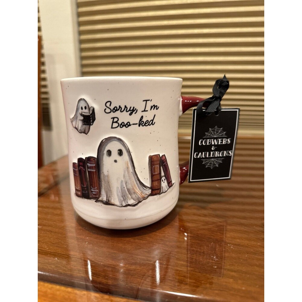NEW Cobwebs & Cauldrons Halloween Ghost and Books Mugs Set of 3 - Picture 4 of 7
